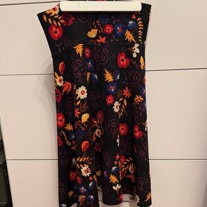 LuLaRoe Black Skirt with Colorful Floral Design